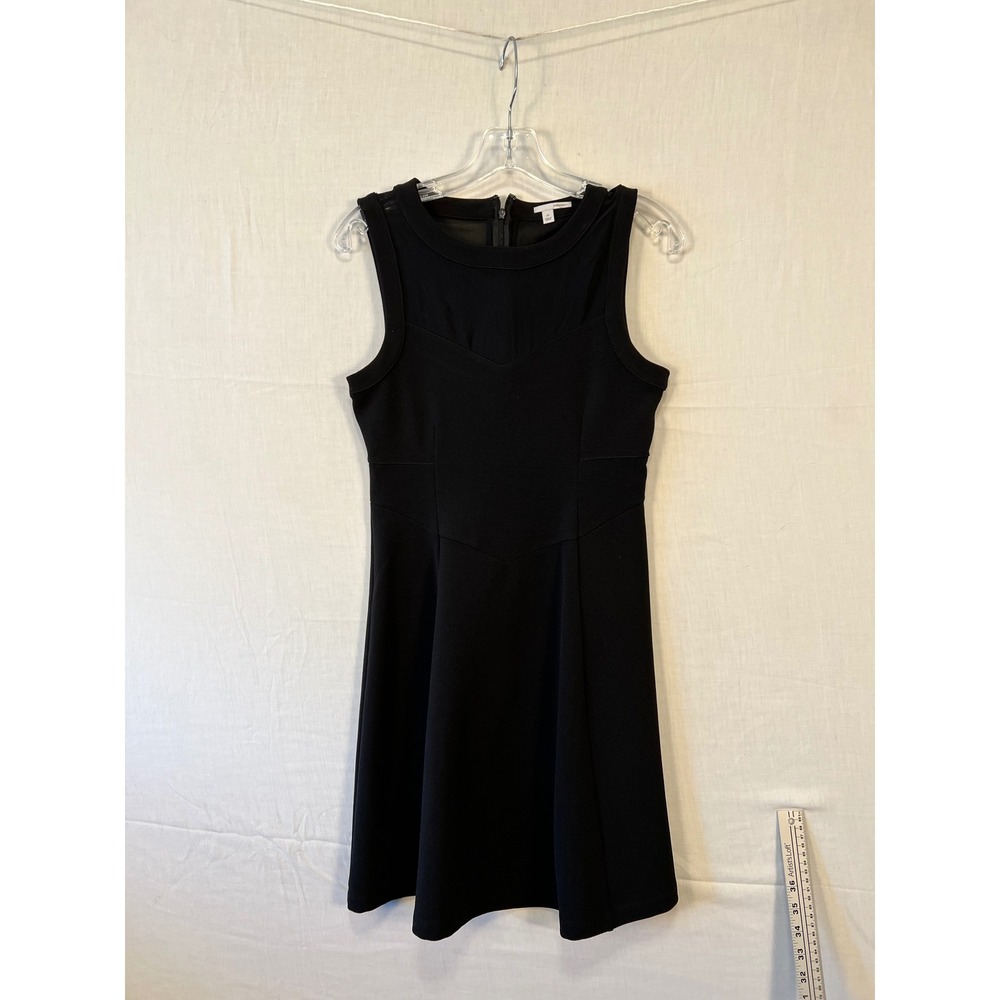 Halogen Womens Black Mesh Yoke Sleeveless Fit and Flare Dress 4P Petite 3415